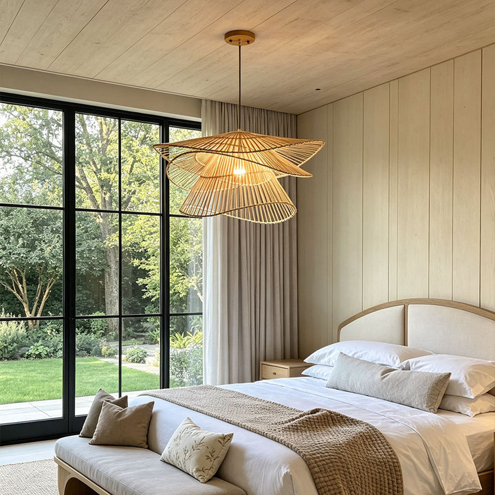 Bambu Hängande Lampa Japansk Vävd Taklampa