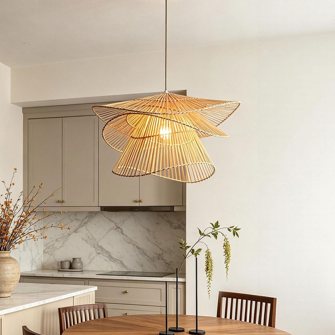 Bambu Hängande Lampa Japansk Vävd Taklampa