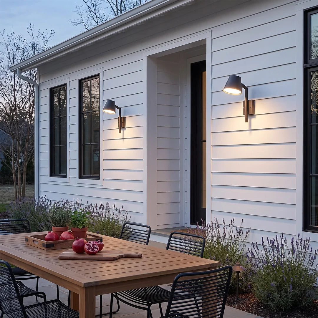 Svart Kegel Vägglampa Modern LED Utomhus Metallbelysning