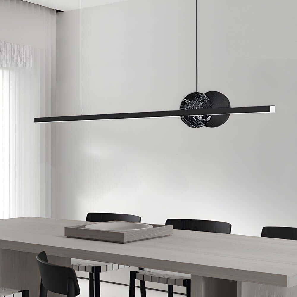 [Open-Box]Svart Linjär Rund Marmor LED Hänglampa