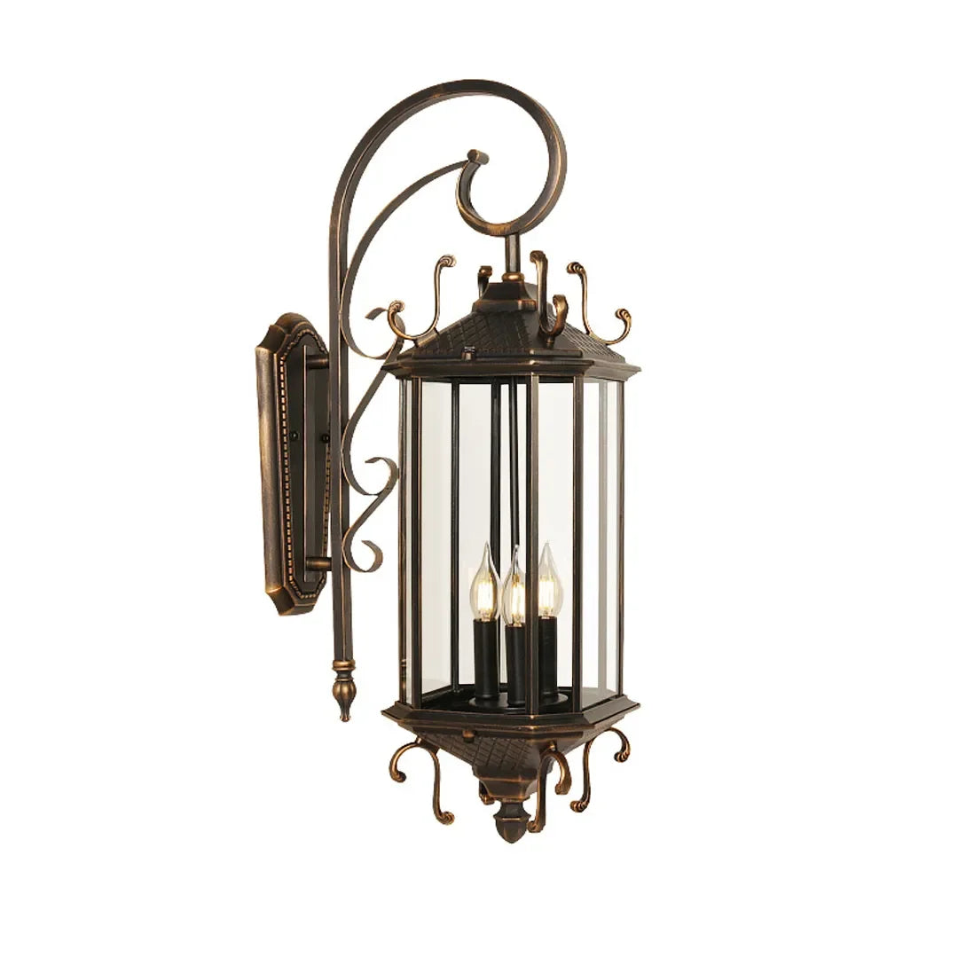 2 ST Svart Utomhus Lantern Sconce Europeisk Vintage Vägglampa