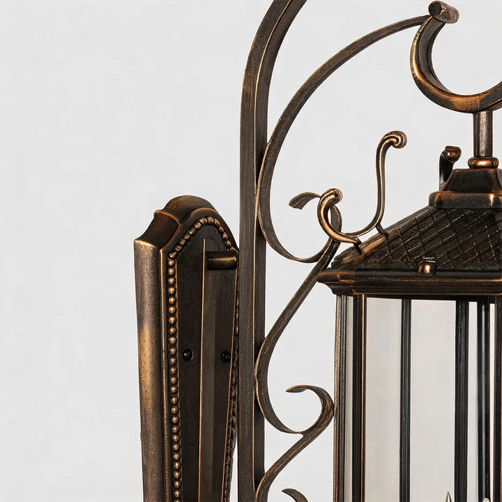 2 ST Svart Utomhus Lantern Sconce Europeisk Vintage Vägglampa