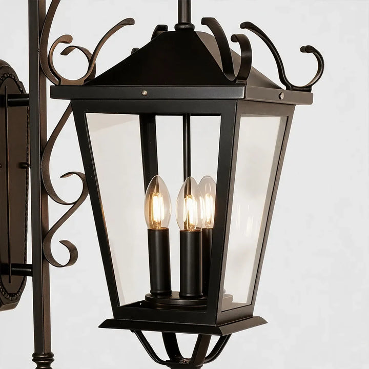2 ST Svart Utomhus Vägglampa Europeisk Vintage Tre-Ljus