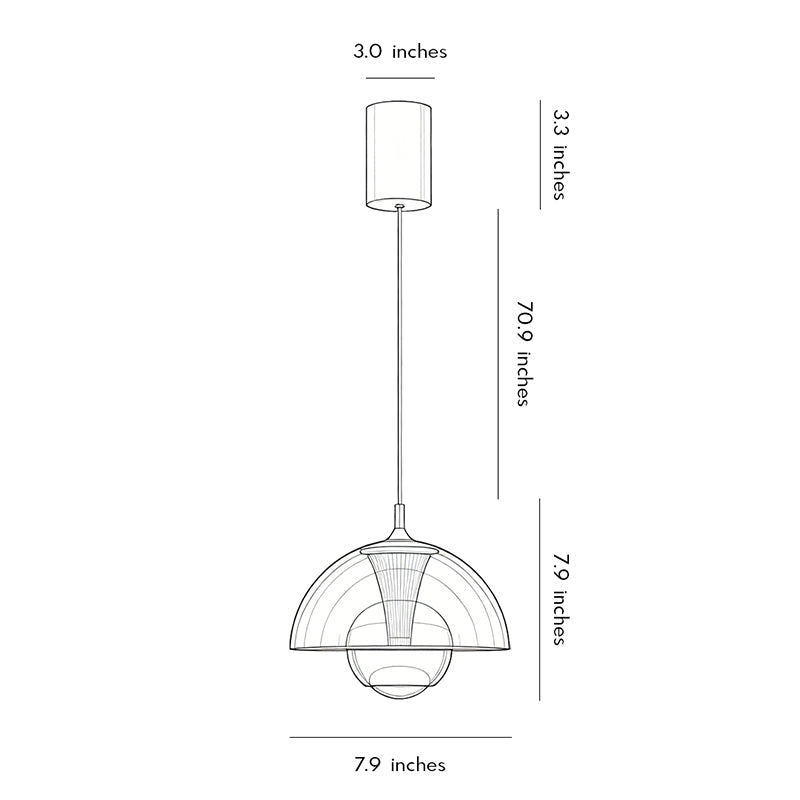 Svart Pendel Taklampa Italiensk Knopp-Inspirerad Lampa