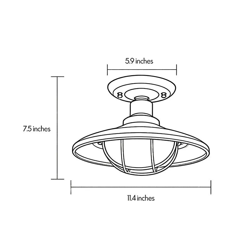 Svart Semi Flush Taklampa Vintage Glas Utomhuslampa