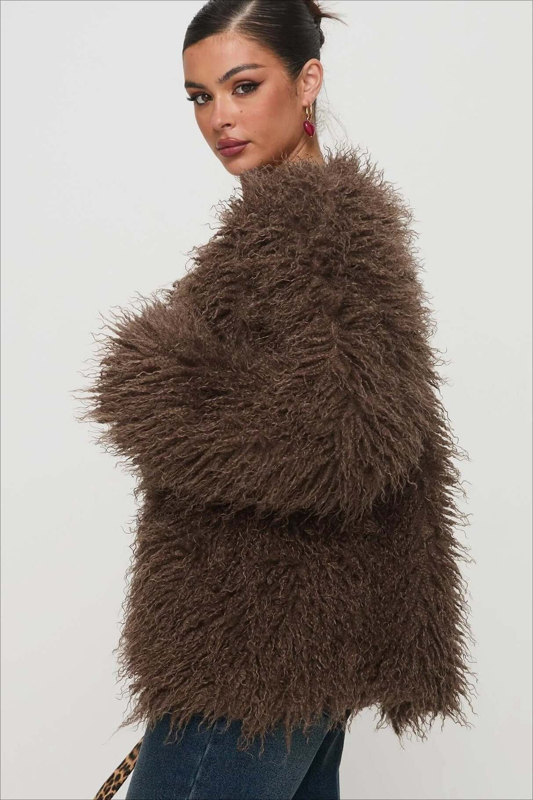 | Fluffy Brun Fusk Päls oversize Jacka