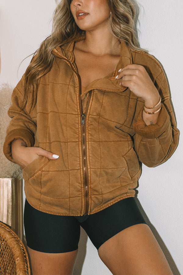 | Fäst Ficka quiltad Jacka Crop