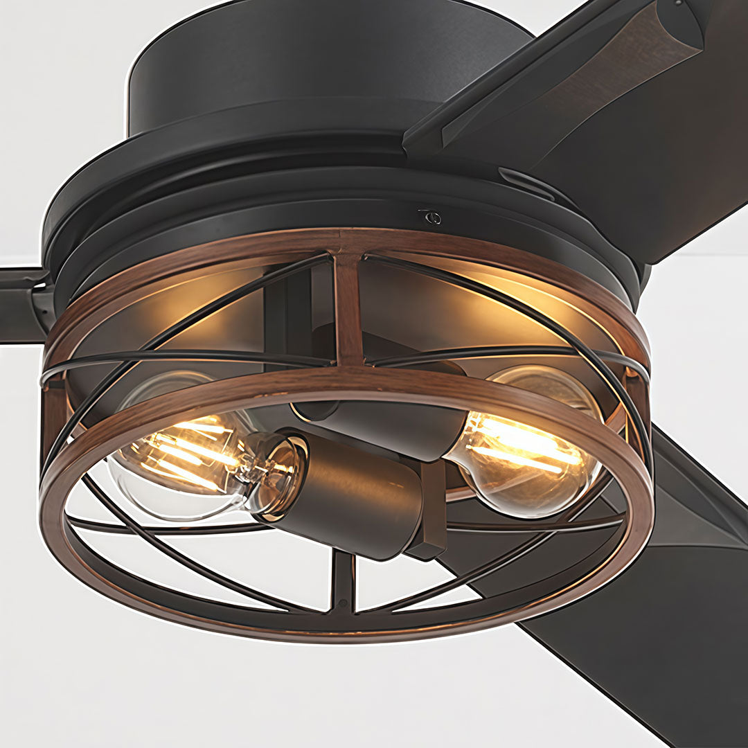 Svart Takfläkt med Belysning Amerikansk Metall Lampa