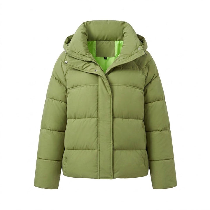Dam Vadderad Oversize Quiltad Jacka med Hög Stå Krage och Justerbar Drawstring