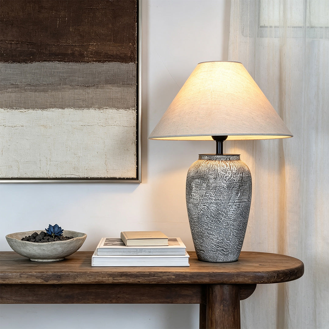 Keramisk Bordslampa Wabi-Sabi Sängbord Dekorativ Lampa