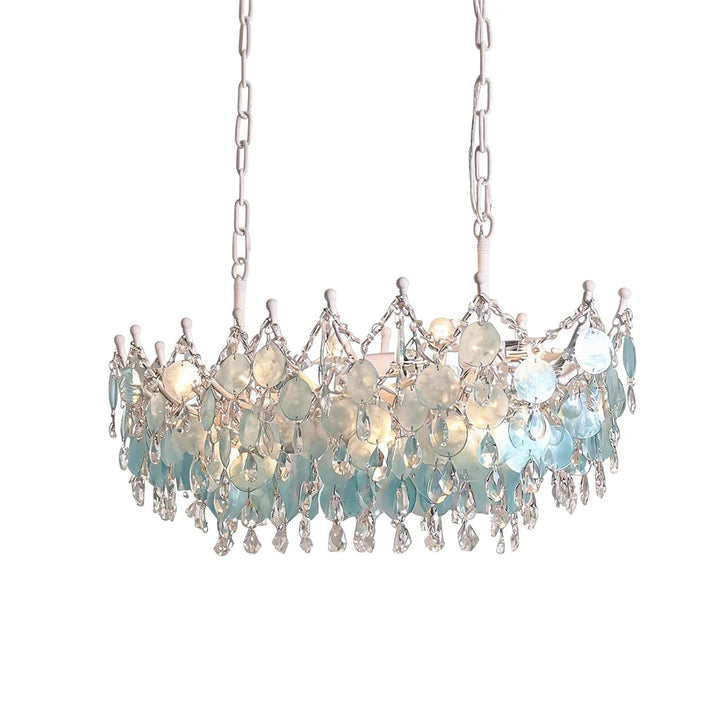 Glam Chandelier Fransk Grädde-Stil Snäcka och Kristall Taklampa