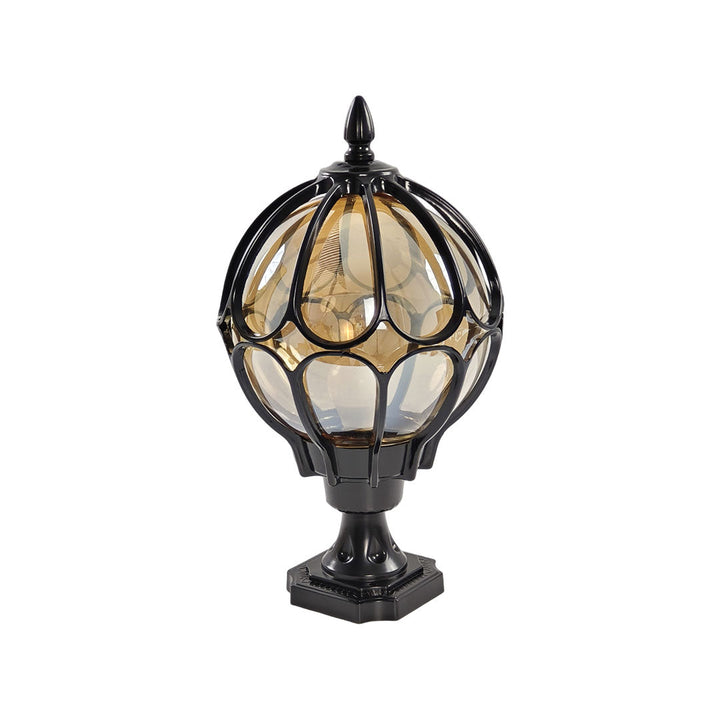 [Öppen Låda] Utomhus Glob Pelarlampor Retro Glas Glob Koppar Staketstolpe Lampa