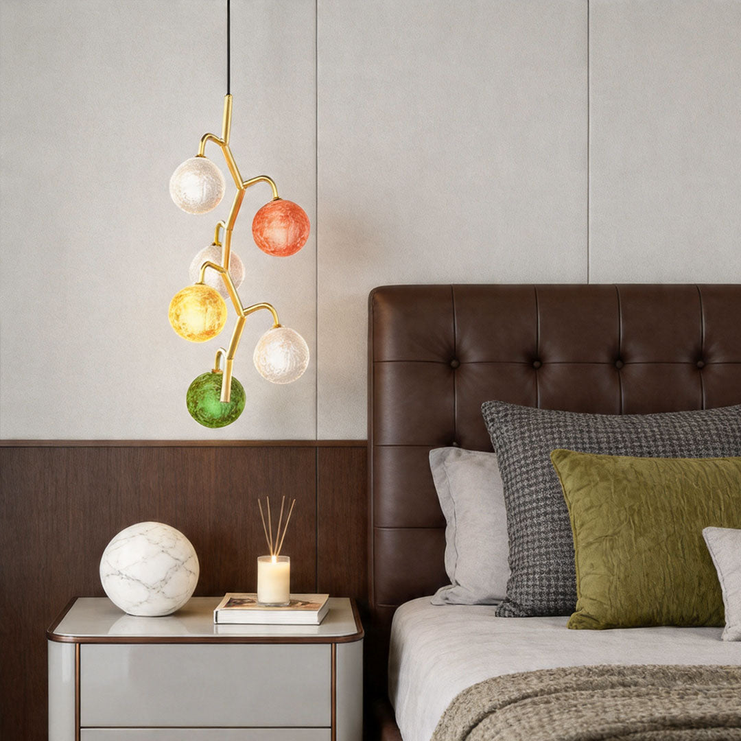 Färgad Glas Kandelaber Modern Kreativ Vintage Taklampa