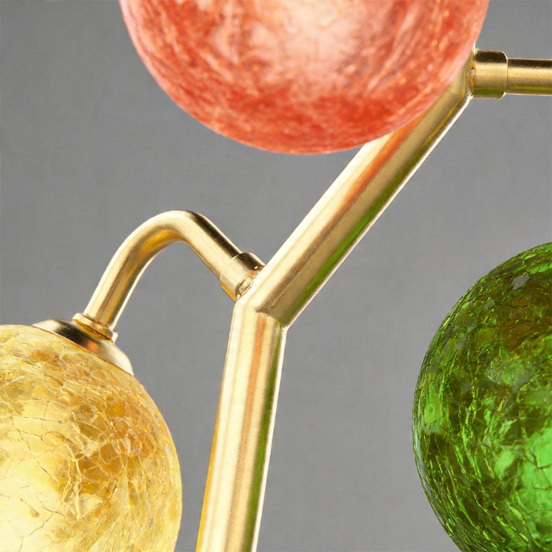 Färgglada Glasbordslampor Fransk Stil Trehuvudslampa