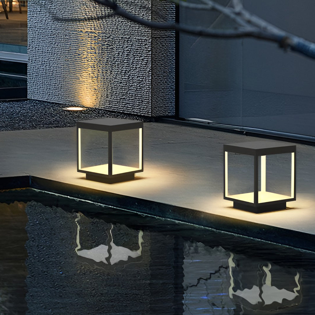 [Öppen Låda]Betongpelarlampor Modern Öppen Ram Fyrkantig LED-lampa