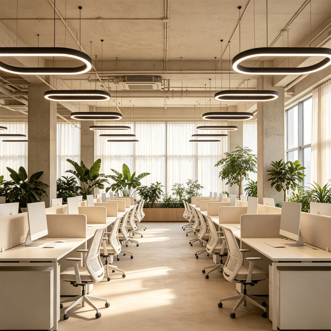 Oval Kandelaber Modern Metall LED Kontors Taklampa
