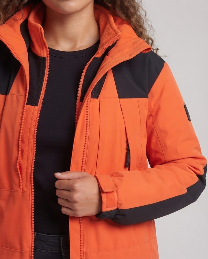 Dam Two-Layer Outdoor Jacka med Removable Fleece Inner Jacka, Water-Repellent Outer Shell och Huva