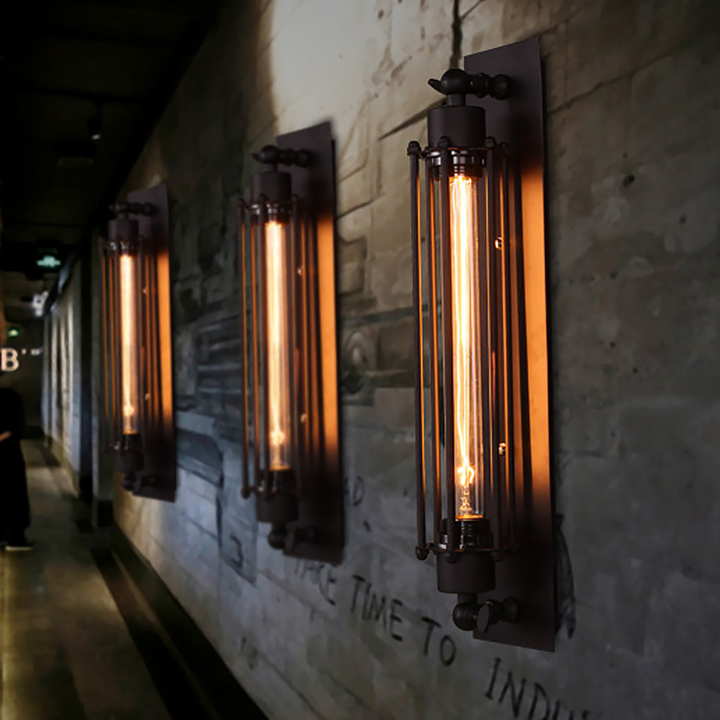 [Öppen Låda] Vintage Industriell Vägglampa Svart Järn Linjär Lampa