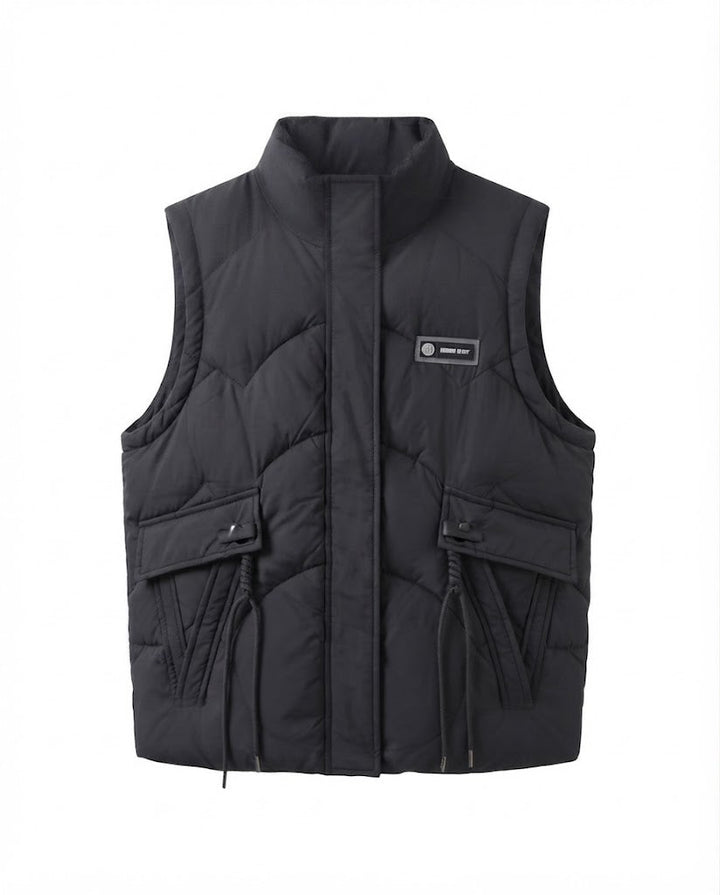 Dam Lätt Termisk Quiltad Väst med Integrated med Huva Inner Krage, Multifunctional Outer Fickor, och Justerbar Drawstring.