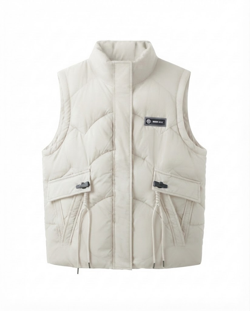 Dam Lätt Termisk Quiltad Väst med Integrated med Huva Inner Krage, Multifunctional Outer Fickor, och Justerbar Drawstring.