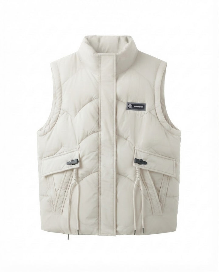 Dam Lätt Termisk Quiltad Väst med Integrated med Huva Inner Krage, Multifunctional Outer Fickor, och Justerbar Drawstring.