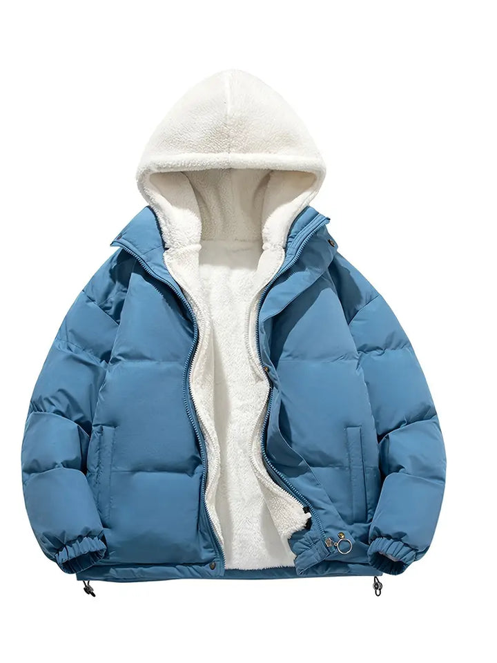 | Fleece vinterjacka med huva - stilren och värm för vinter
