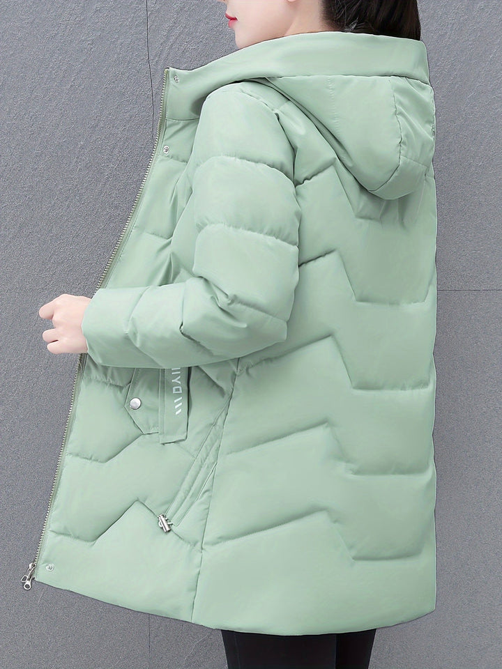 | Lång casual Dam Ner Jacka med huva