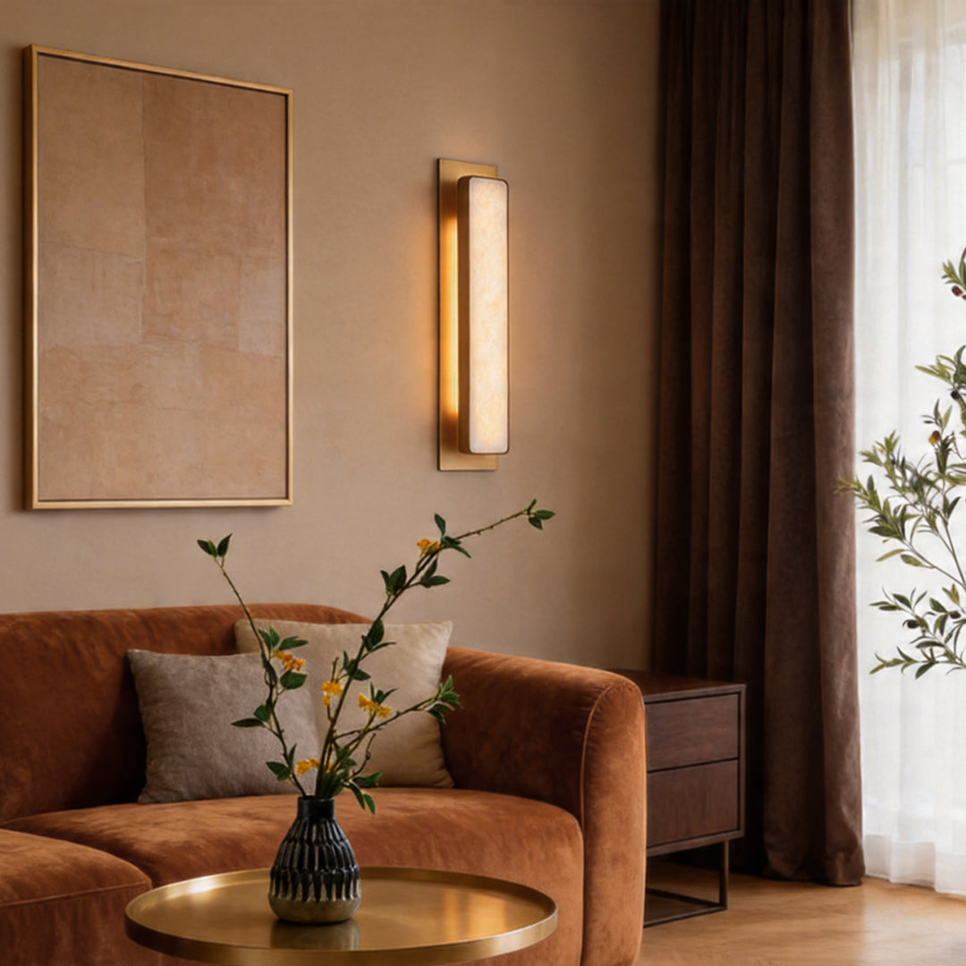 Guld Vägglampor Messing Naturlig Marmor Lyx Belysning