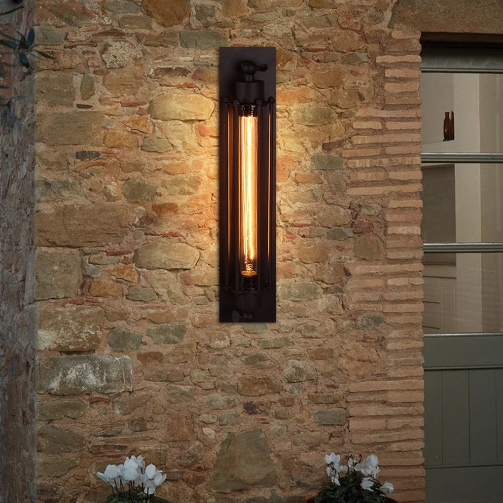 [Öppen Låda] Vintage Industriell Vägglampa Svart Järn Linjär Lampa