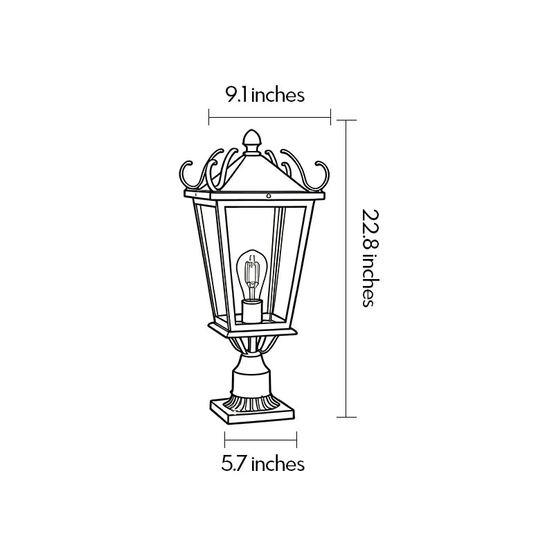 2 PCS Utomhus Pelarlampor Europeisk Vintage Aluminium Lampa