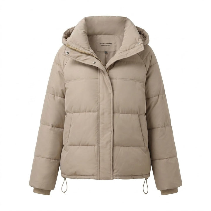 Dam Vadderad Oversize Quiltad Jacka med Hög Stå Krage och Justerbar Drawstring