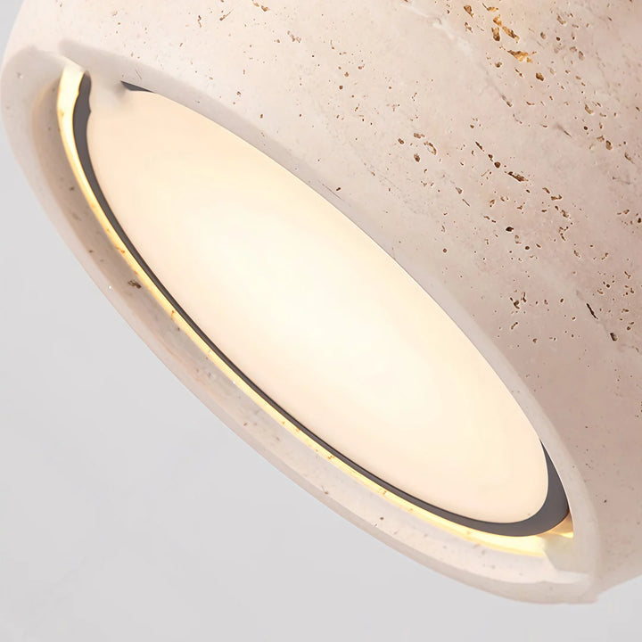 Flush Mount Entry Light Wabi-Sabi Travertine and Wood LED Light