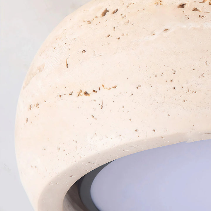 Flush Mount Entry Light Wabi-Sabi Travertine and Wood LED Light