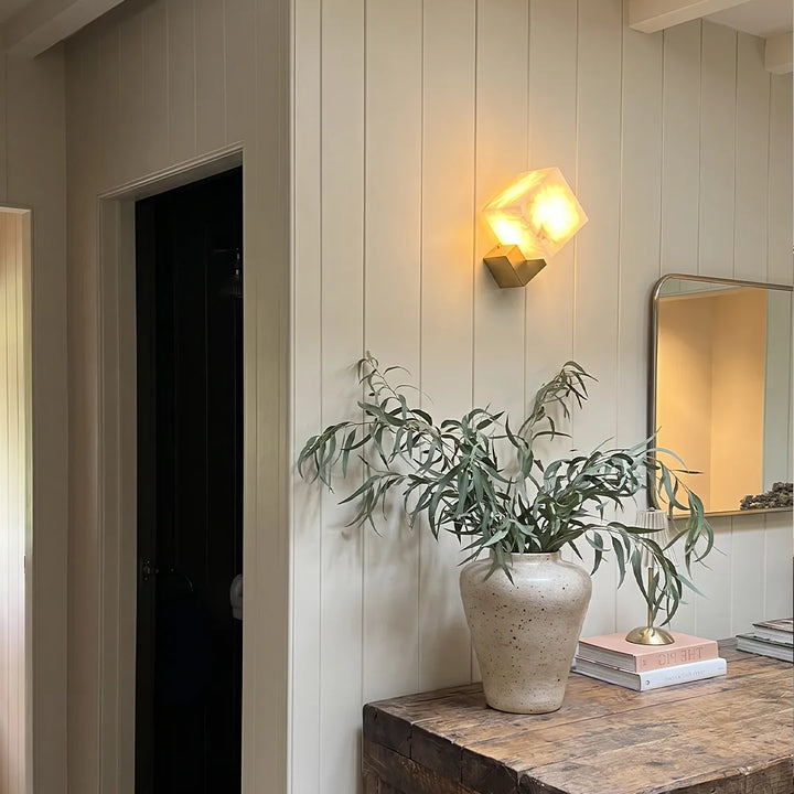 Geometrisk Vägglampa Modern Messing och Marmor Ljus