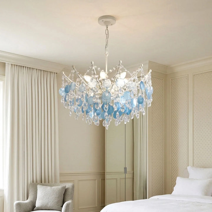 Glam Chandelier Fransk Grädde-Stil Snäcka och Kristall Taklampa