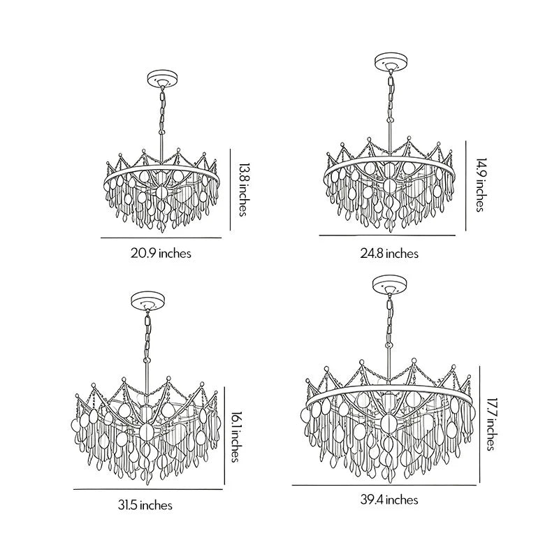 Glam Chandelier Fransk Grädde-Stil Snäcka och Kristall Taklampa