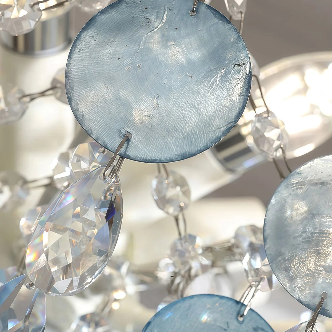 Glam Chandelier Fransk Grädde-Stil Snäcka och Kristall Taklampa