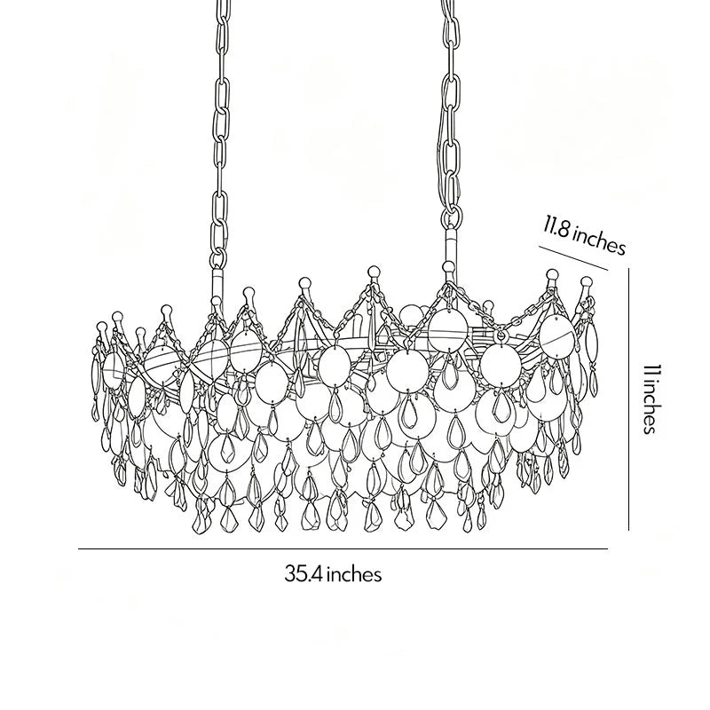 Glam Chandelier Fransk Grädde-Stil Snäcka och Kristall Taklampa