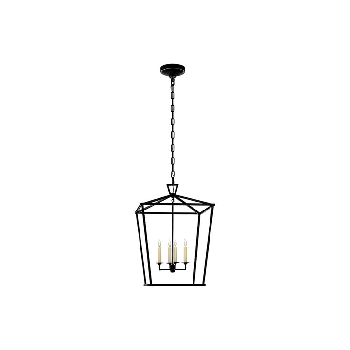 Guld Lantern Chandelier Amerikansk Vintage Järn Taklampa