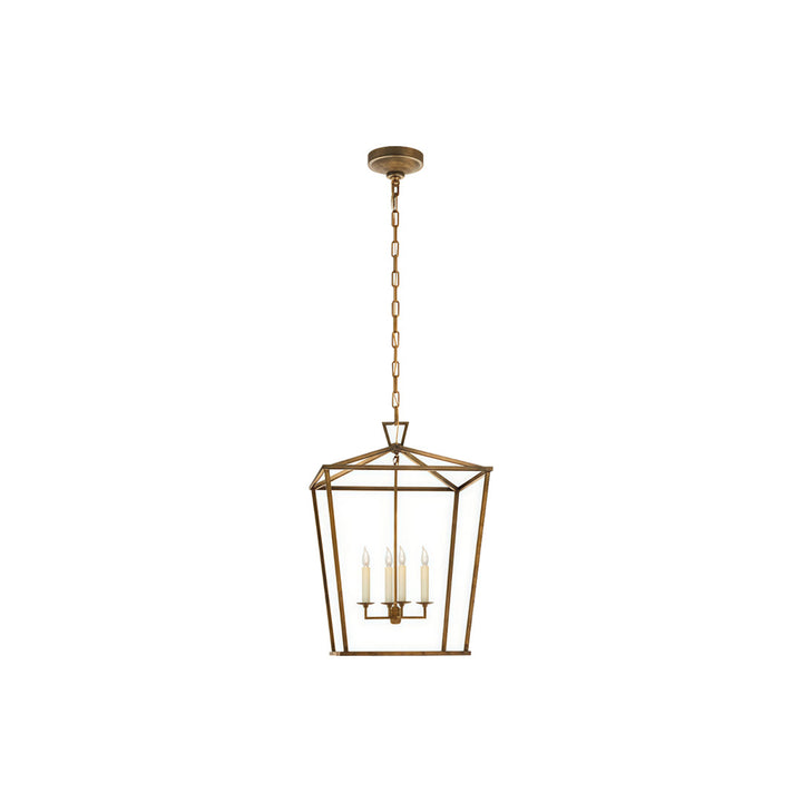 Guld Lantern Chandelier Amerikansk Vintage Järn Taklampa