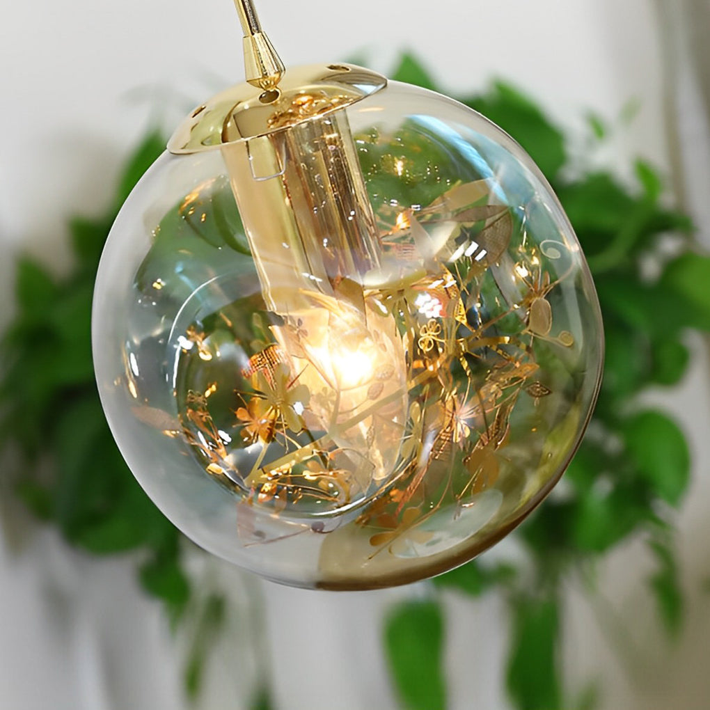 [Open-Box]Guld Trappa Kandelaber Kognac Glas Glob Taklampa