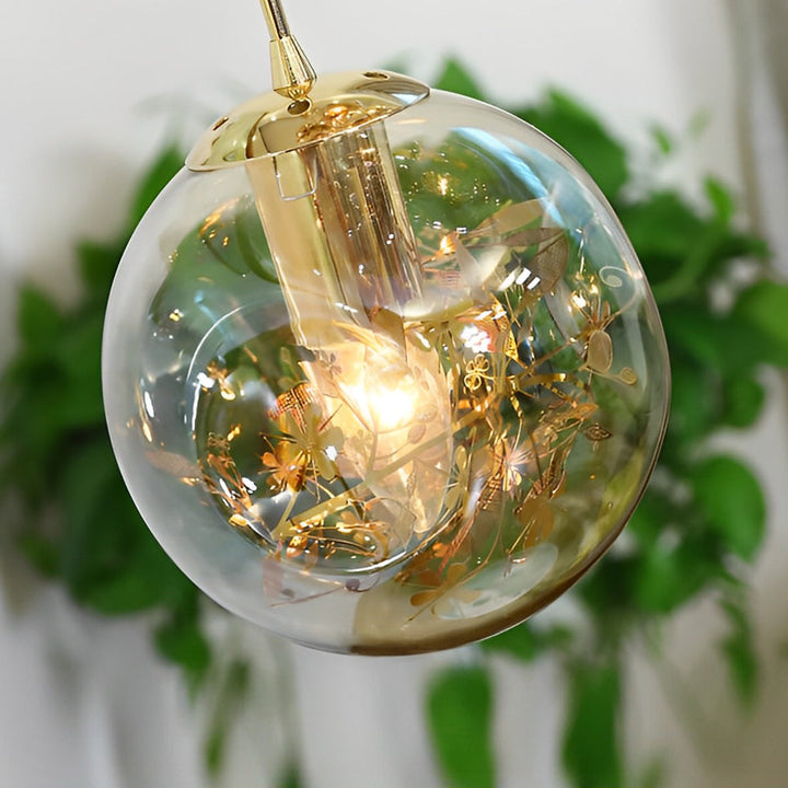 [Open-Box]Guld Trappa Kandelaber Kognac Glas Glob Taklampa
