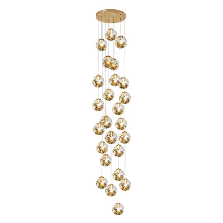 [Open-Box]Guld Trappa Kandelaber Kognac Glas Glob Taklampa