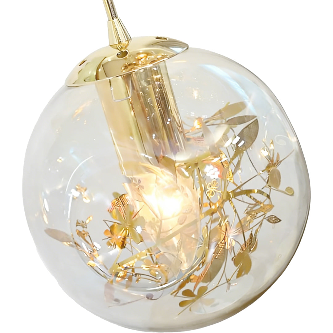 [Open-Box]Guld Trappa Kandelaber Kognac Glas Glob Taklampa