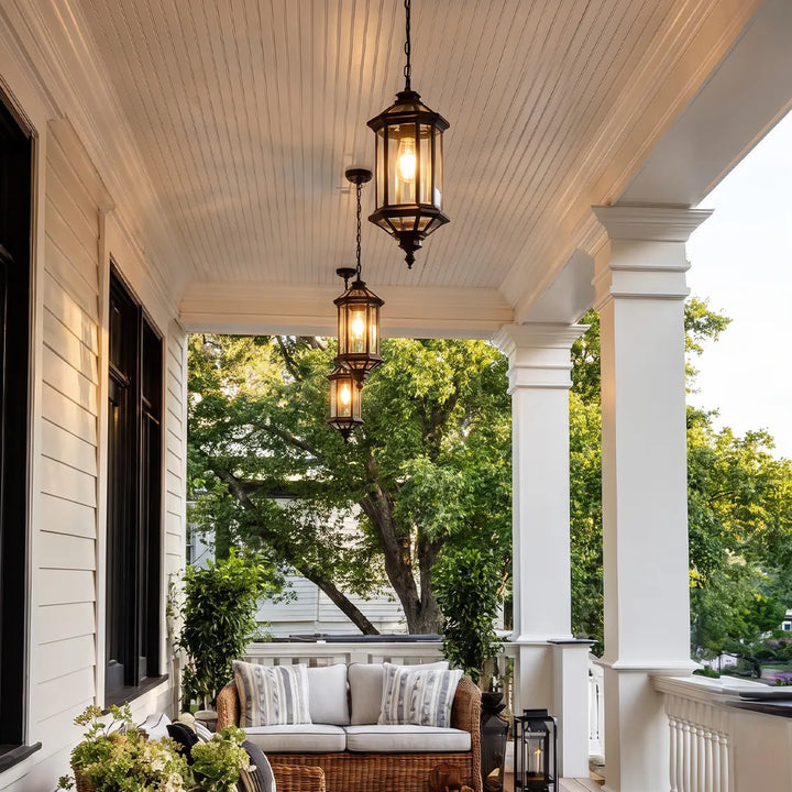 2 PCS Hängande Utomhus Pendellampor Vintage Glas Taklampa