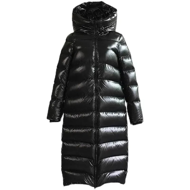 | Lång Ner Jacka casual Skärning Huva vattenavvisande Glossy Finish