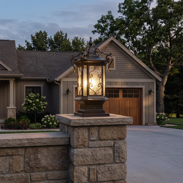 Lykta Pelarljus Europeisk Vintage Ornate Utomhusbelysning