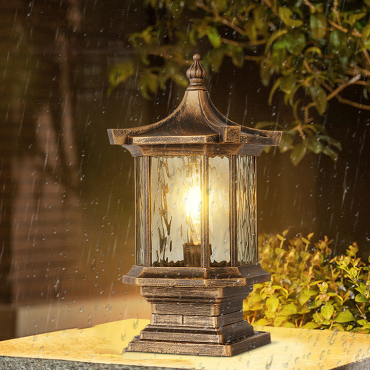 [Open-Box] Lantern Pelarlampor i Europeisk Stil Vintage Utomhus Pier Mount Lampa