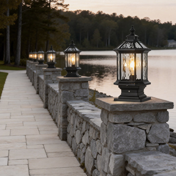 [Open-Box] Lantern Pelarlampor i Europeisk Stil Vintage Utomhus Pier Mount Lampa
