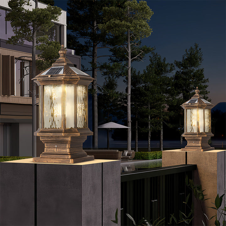 [Open-Box] Lantern Pelarlampor i Europeisk Stil Vintage Utomhus Pier Mount Lampa